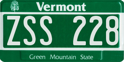 VT license plate ZSS228