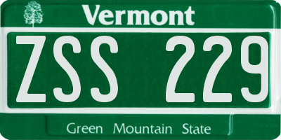 VT license plate ZSS229