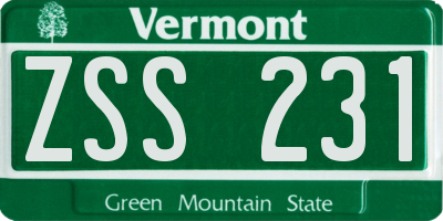 VT license plate ZSS231