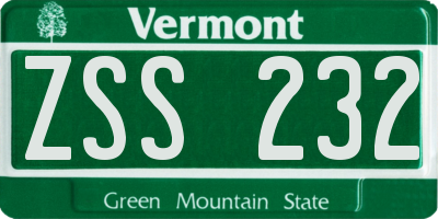 VT license plate ZSS232