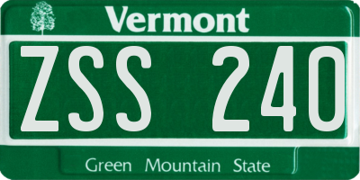 VT license plate ZSS240