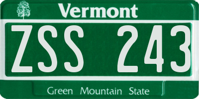VT license plate ZSS243