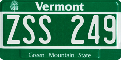 VT license plate ZSS249