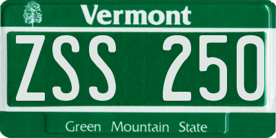 VT license plate ZSS250