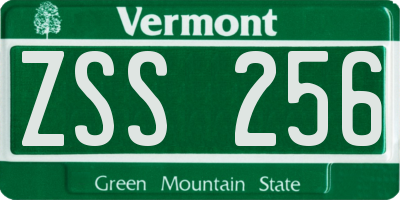 VT license plate ZSS256