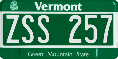 VT license plate ZSS257