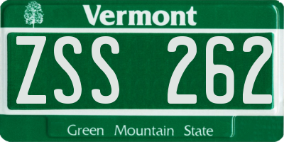 VT license plate ZSS262