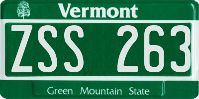 VT license plate ZSS263