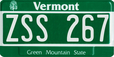 VT license plate ZSS267