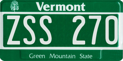 VT license plate ZSS270
