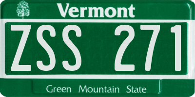 VT license plate ZSS271
