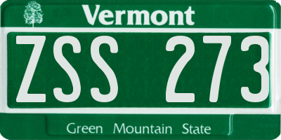VT license plate ZSS273