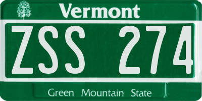 VT license plate ZSS274