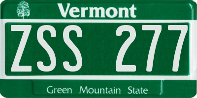VT license plate ZSS277