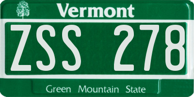 VT license plate ZSS278