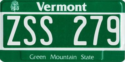 VT license plate ZSS279