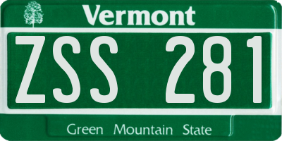 VT license plate ZSS281