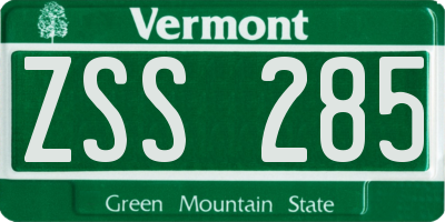 VT license plate ZSS285