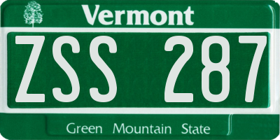 VT license plate ZSS287