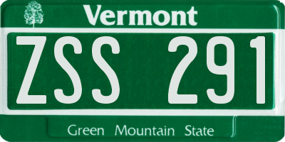 VT license plate ZSS291