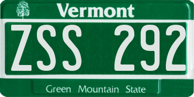 VT license plate ZSS292