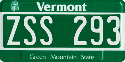 VT license plate ZSS293