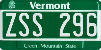 VT license plate ZSS296