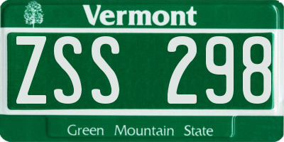 VT license plate ZSS298