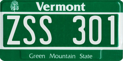 VT license plate ZSS301
