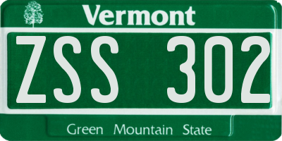 VT license plate ZSS302