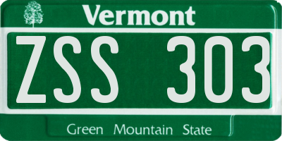 VT license plate ZSS303