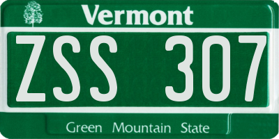 VT license plate ZSS307