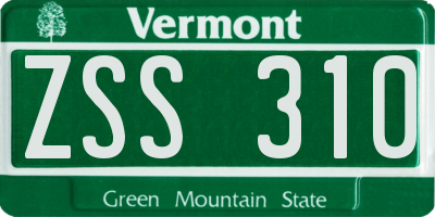VT license plate ZSS310
