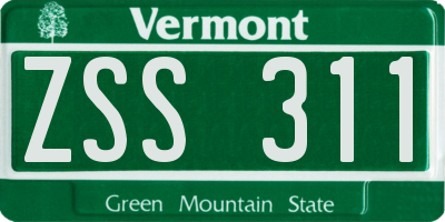 VT license plate ZSS311
