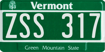 VT license plate ZSS317