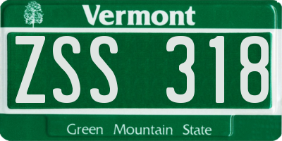 VT license plate ZSS318