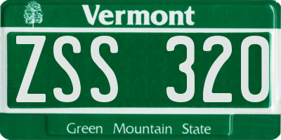 VT license plate ZSS320