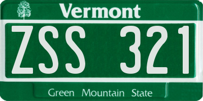 VT license plate ZSS321