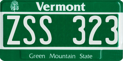 VT license plate ZSS323