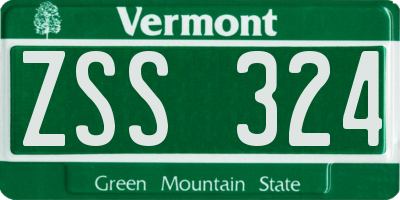 VT license plate ZSS324