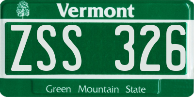 VT license plate ZSS326