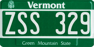 VT license plate ZSS329