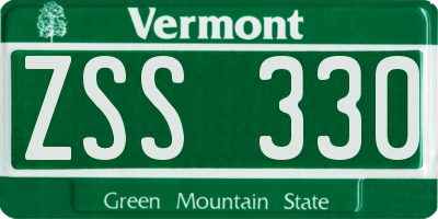 VT license plate ZSS330