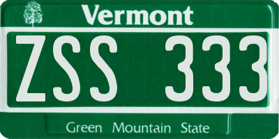 VT license plate ZSS333