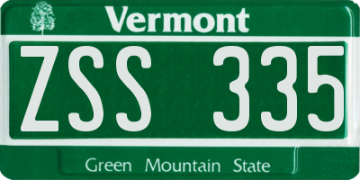 VT license plate ZSS335