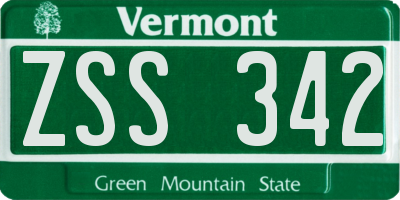 VT license plate ZSS342