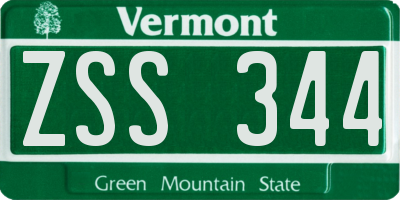 VT license plate ZSS344