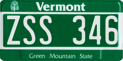 VT license plate ZSS346