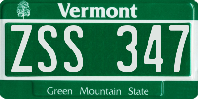 VT license plate ZSS347