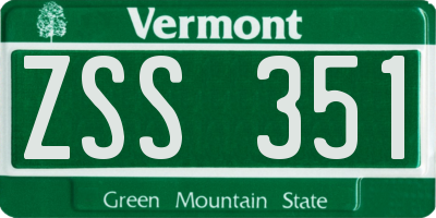 VT license plate ZSS351